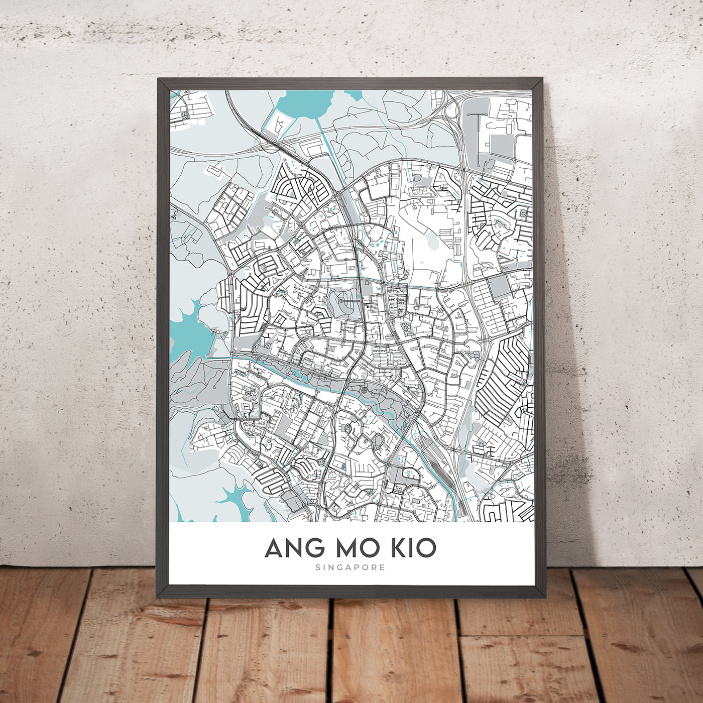 Modern City Map of Ang Mo Kio, Singapore: Bishan-Ang Mo Kio Park, Lower Peirce Reservoir, AMK Hub, Yio Chu Kang Rd, Ang Mo Kio Ave 3