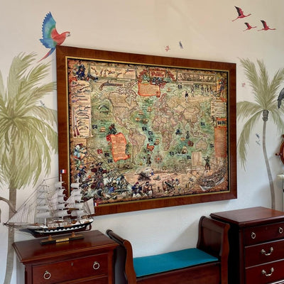 Old Pirate World Map by Ray&Co, 2025: Pirate Ships, Weapons, History