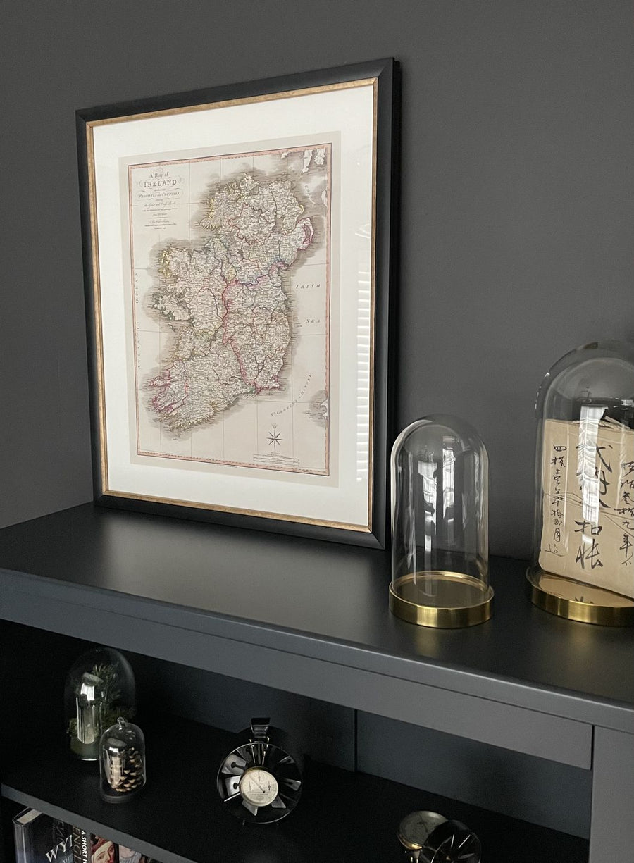 Alte Karte von Irland im Jahr 1798 von W. Faden - Seltene Farb-Atlas-Karte - Dublin, Belfast, Cork 