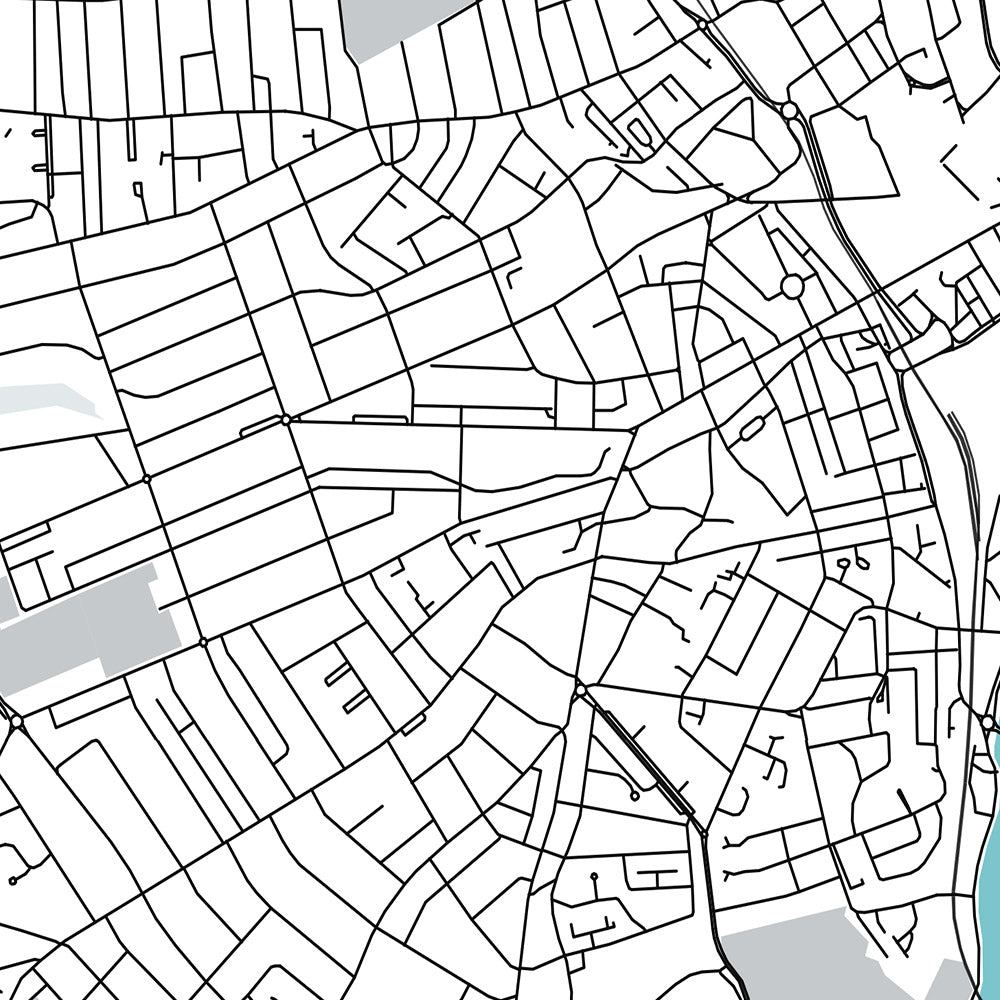 Mapa moderno de la ciudad de Aberdeen, Escocia: centro de la ciudad, Old Aberdeen, Union St, River Dee, Marischal College