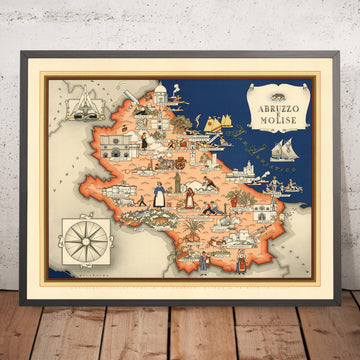 Alter bildlicher Stadtplan von Abruzzo e Molise, 1938: L&