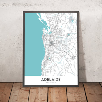 Mapa moderno de la ciudad de Adelaida, Australia: CBD, Glenelg, Adelaide Oval, Jardín Botánico, Zoológico de Adelaida