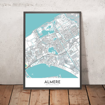Modern City Map of Almere, Netherlands: Almere Stad, Almere Centrum, De Observant, A6, N702