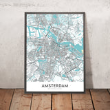 Plan de la ville moderne d'Amsterdam, Pays-Bas : Rijksmuseum, Musée Van Gogh, Musée Stedelijk, Maison d'Anne Frank, Palais Royal