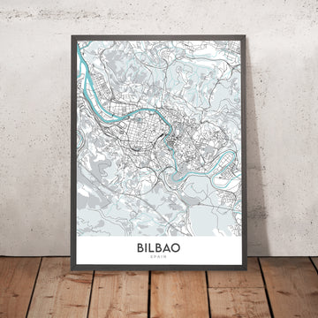Modern City Map of Bilbao, Spain: Guggenheim, Casco Viejo, Ensanche, Arriaga, Plaza Moyúa