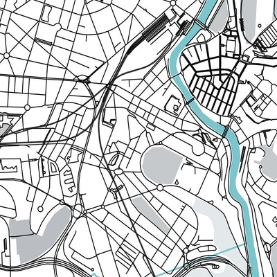Modern City Map of Bilbao, Spain: Guggenheim, Casco Viejo, Ensanche, Arriaga, Plaza Moyúa