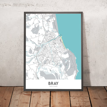Mappa moderna della città di Bray, Irlanda: Bray Head, Porto di Bray, Riserva Naturale di Bray Head, N11, R117 