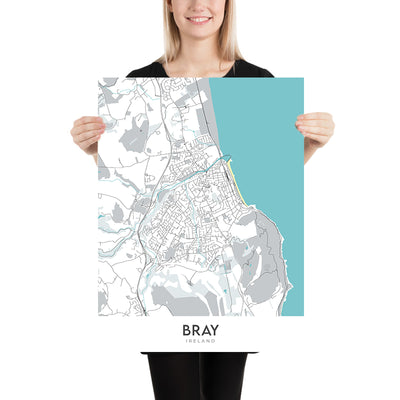 Moderner Stadtplan von Bray, Irland: Bray Head, Bray Harbour, Bray Head Nature Reserve, N11, R117