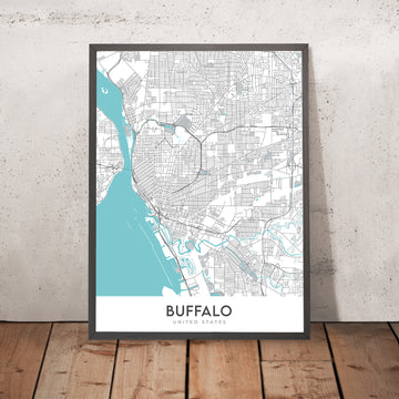 Plan de la ville moderne de Buffalo, NY : Allentown, Delaware Park, Elmwood Village, First Niagara Center, University at Buffalo