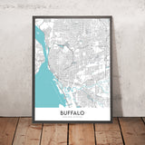 Moderne Stadtkarte von Buffalo, NY: Allentown, Delaware Park, Elmwood Village, First Niagara Center, Universität von Buffalo 