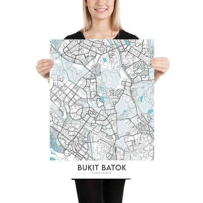 Mapa moderno de la ciudad de Bukit Batok, Singapur: Parque Natural de Bukit Batok, Little Guilin, West Mall, Old Ford Motor Factory, Bukit Batok Memorial