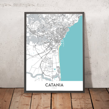 Mappa della città moderna di Catania, Italia: Cattedrale, Biscari, Fontana dell&