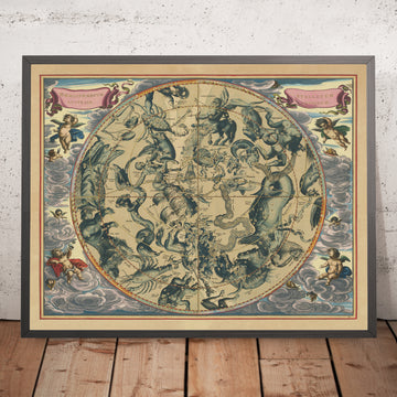 Carta Celeste delle Costellazioni Meridionali di Andreas Cellarius, 1661 