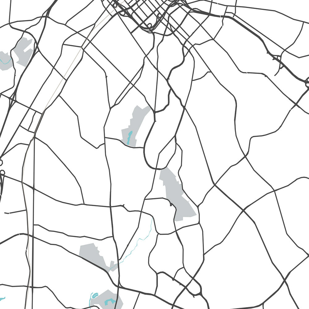 Modern City Map of Charlotte, NC: NoDa, South End, Univ. of N. Carolina, I-485, I-77