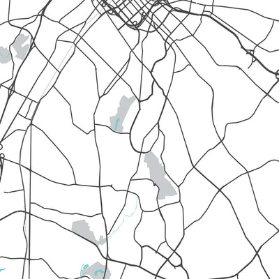 Mapa moderno de la ciudad de Charlotte, Carolina del Norte: NoDa, South End, Univ. de Carolina del Norte, I-485, I-77