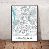 Moderne Stadtkarte von Choa Chu Kang, Singapur: MRT-Station, Lot One Mall, CCK Park, Warren Golf Club, Teck Whye Zentrum 