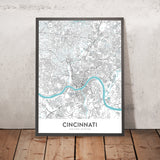 Moderne Stadtkarte von Cincinnati, OH: Over-the-Rhine, Great American Ball Park, Museum Center, I-71, I-75 