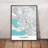 Modern City Map of Clementi, Singapore: MRT, NUS, West Coast Park, Clementi Mall, AYE