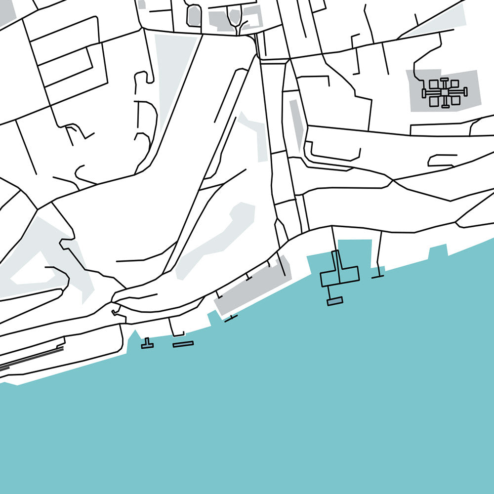 Plan de la ville moderne de Cobh, Irlande : cathédrale de Cobh, port de Cork, Great Island, Spike Island, Titanic Experience Cobh