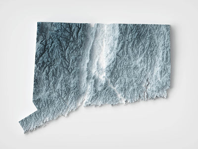 Connecticut Topographic 3D Relief Map