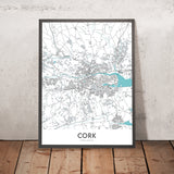 Moderne Stadtkarte von Cork, Irland: Blarney Castle, Cork City Hall, Fitzgerald Park, N20, N22 