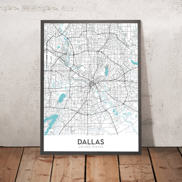 Moderne Stadtkarte von Dallas, TX: Uptown, Downtown, Deep Ellum, Dallas Cowboys Stadion, Dallas Arboretum 