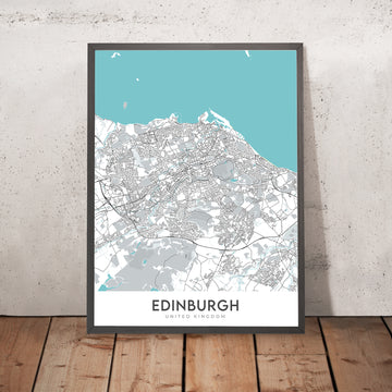 Modern City Map of Edinburgh, UK: Old Town, New Town, Edinburgh Castle, Royal Botanic Garden, M8
