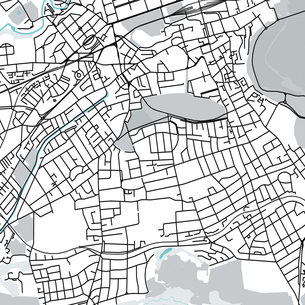 Modern City Map of Edinburgh, UK: Old Town, New Town, Edinburgh Castle, Royal Botanic Garden, M8