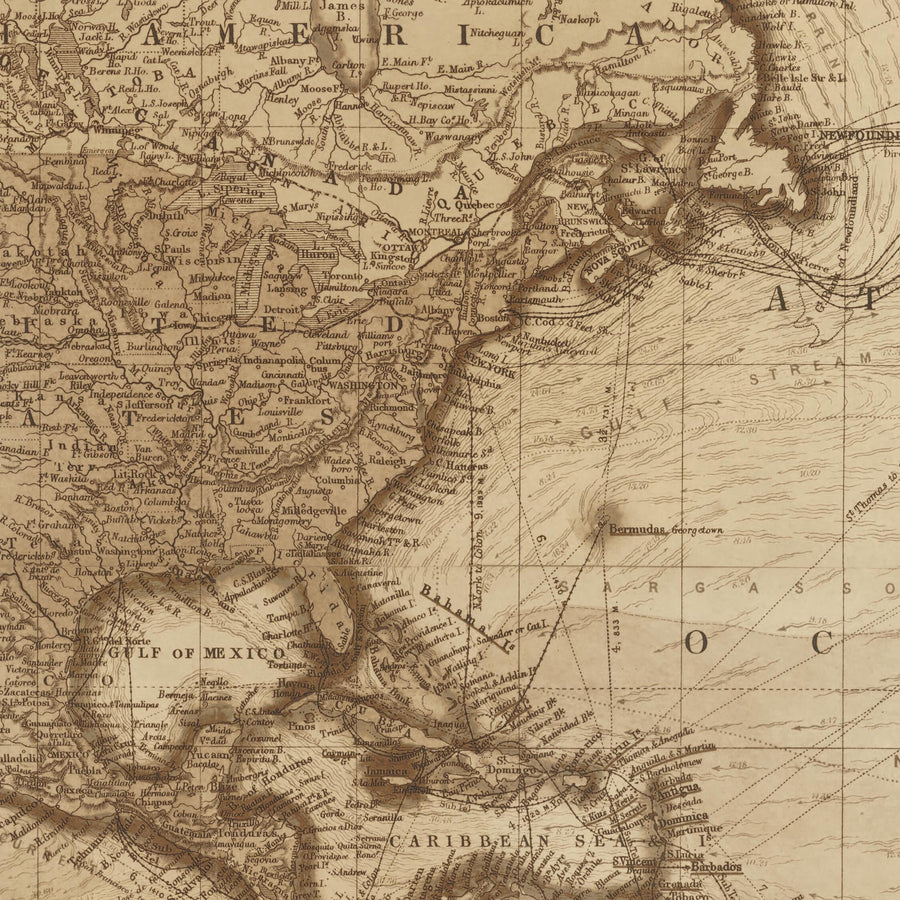 Alte Weltkarte von Edward Stanford, 1898 - Meisterwerk Sepia Atlas Wandkarte 