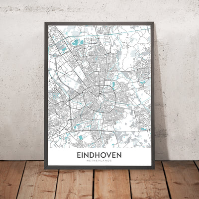 Modern City Map of Eindhoven, Netherlands: Centrum, Philips Stadion, A2, A67, Tongelre