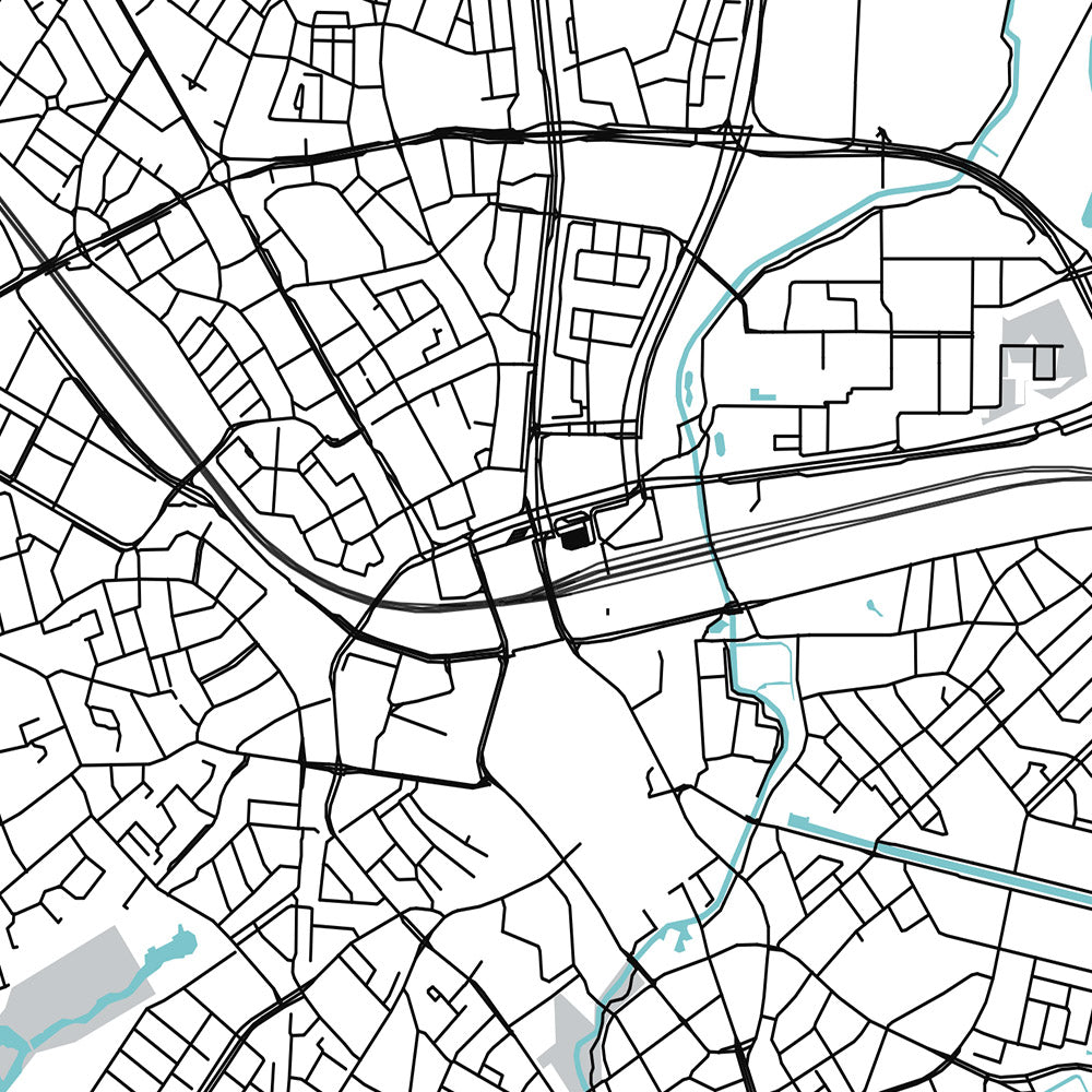 Plan de la ville moderne d'Eindhoven, Pays-Bas : Centrum, Philips Stadion, A2, A67, Tongelre