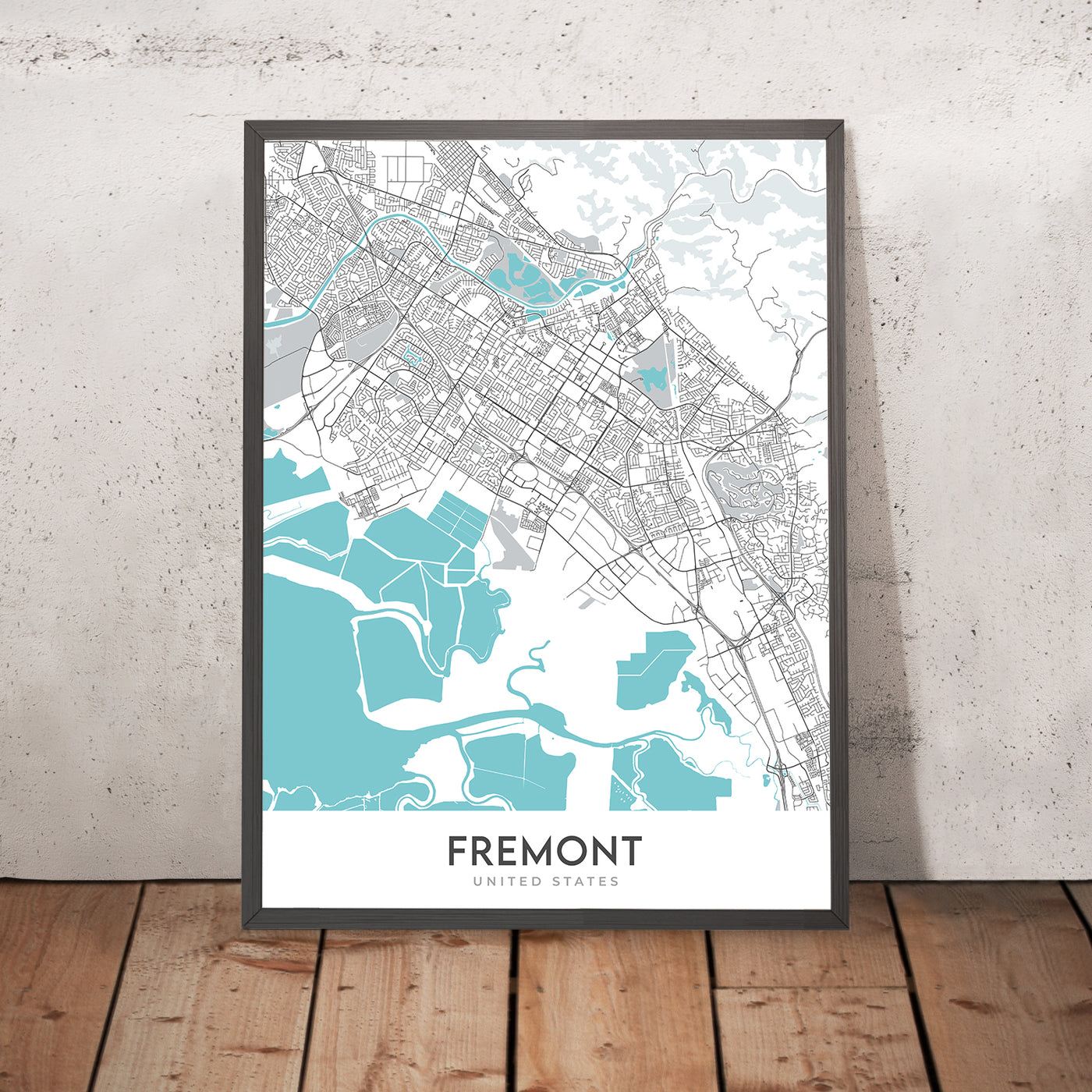 Modern City Map of Fremont, CA: Ardenwood, Mission San Jose, Niles Canyon Railway, Tesla Factory, Warm Springs