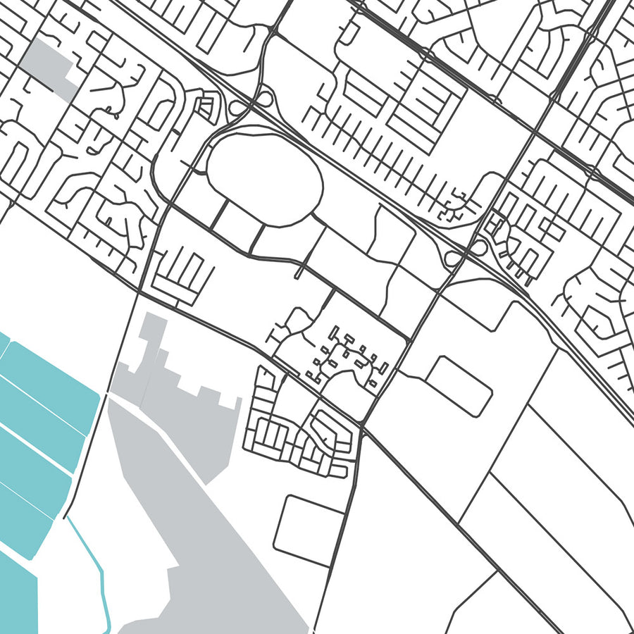 Moderne Stadtkarte von Fremont, CA: Ardenwood, Mission San Jose, Niles Canyon Railway, Tesla-Fabrik, Warm Springs 