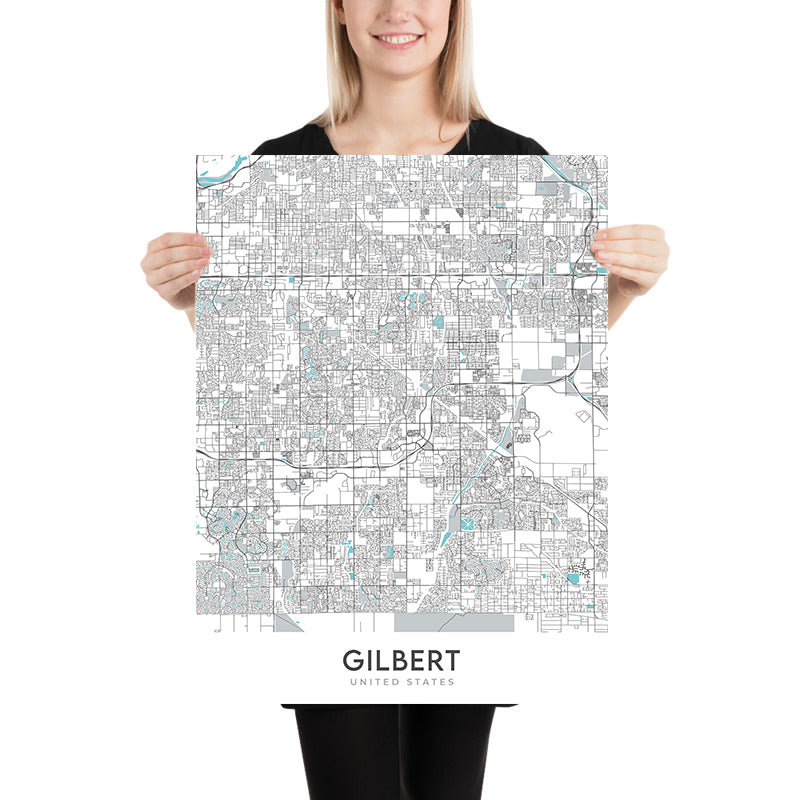 Moderne Stadtkarte von Gilbert, AZ: Gilbert, Mesa, Chandler, US 60, SR 87 