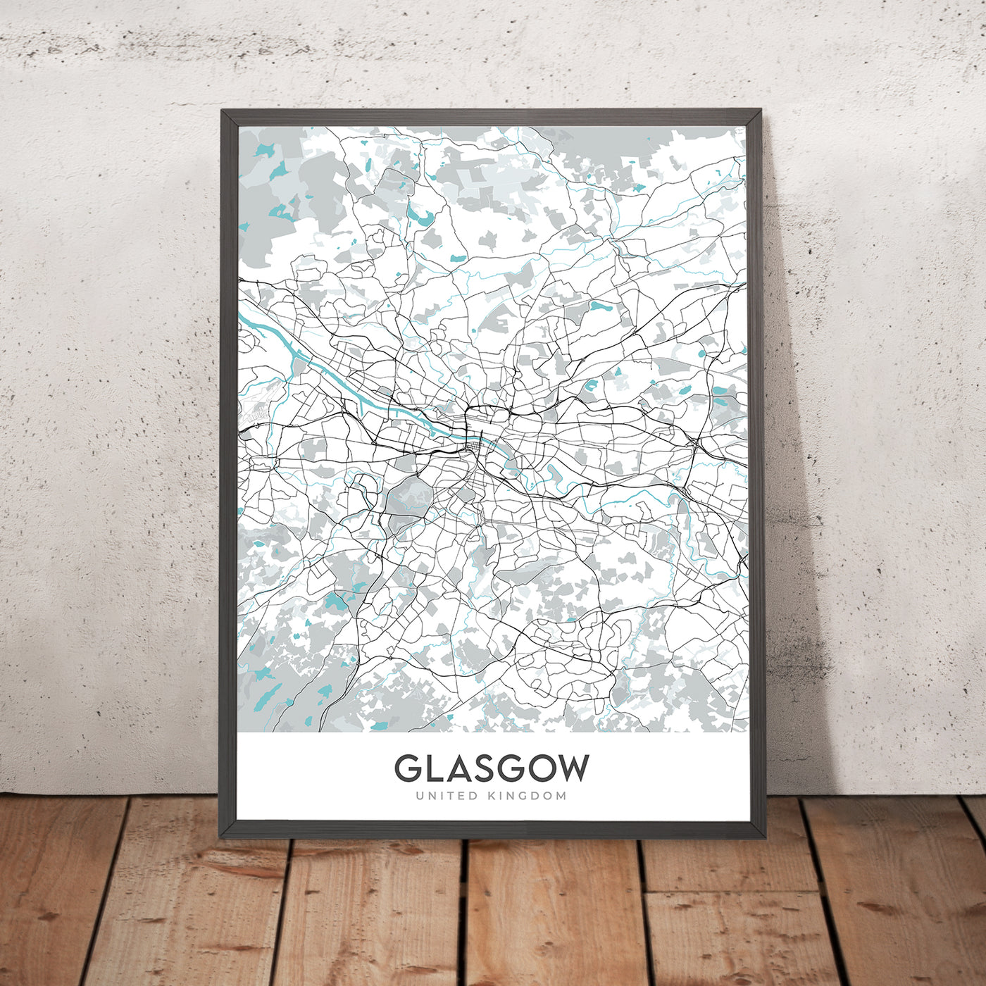 Modern City Map of Glasgow, UK: Cathedral, University, Necropolis, Green, Science Centre
