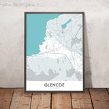 Carte moderne de la ville de Glencoe, Écosse : Village, Rivière Coe, A82, Lochan, Musée folklorique 