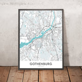 Moderne Stadtkarte von Göteborg, Schweden: Haga, Liseberg, Kathedrale, Oper, Universeum 