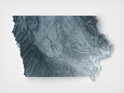Iowa Topographic 3D Relief Map
