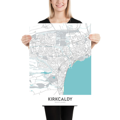 Modern Town Map of Kirkcaldy, Scotland: Ravenscraig Castle, Beveridge Park, A921, Pathhead, Harbour