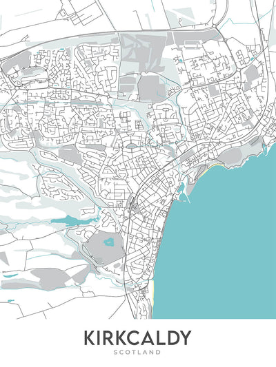 Modern Town Map of Kirkcaldy, Scotland: Ravenscraig Castle, Beveridge Park, A921, Pathhead, Harbour