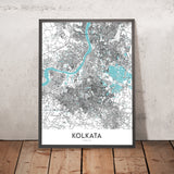 Moderne Stadtkarte von Kolkata, Indien: Victoria Memorial, Kalighat-Tempel, Park St, Ballygunge, Alipore 