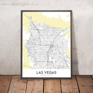 Moderne Stadtkarte von Las Vegas, NV: Strip, Innenstadt, Red Rock Canyon, Fremont St. 