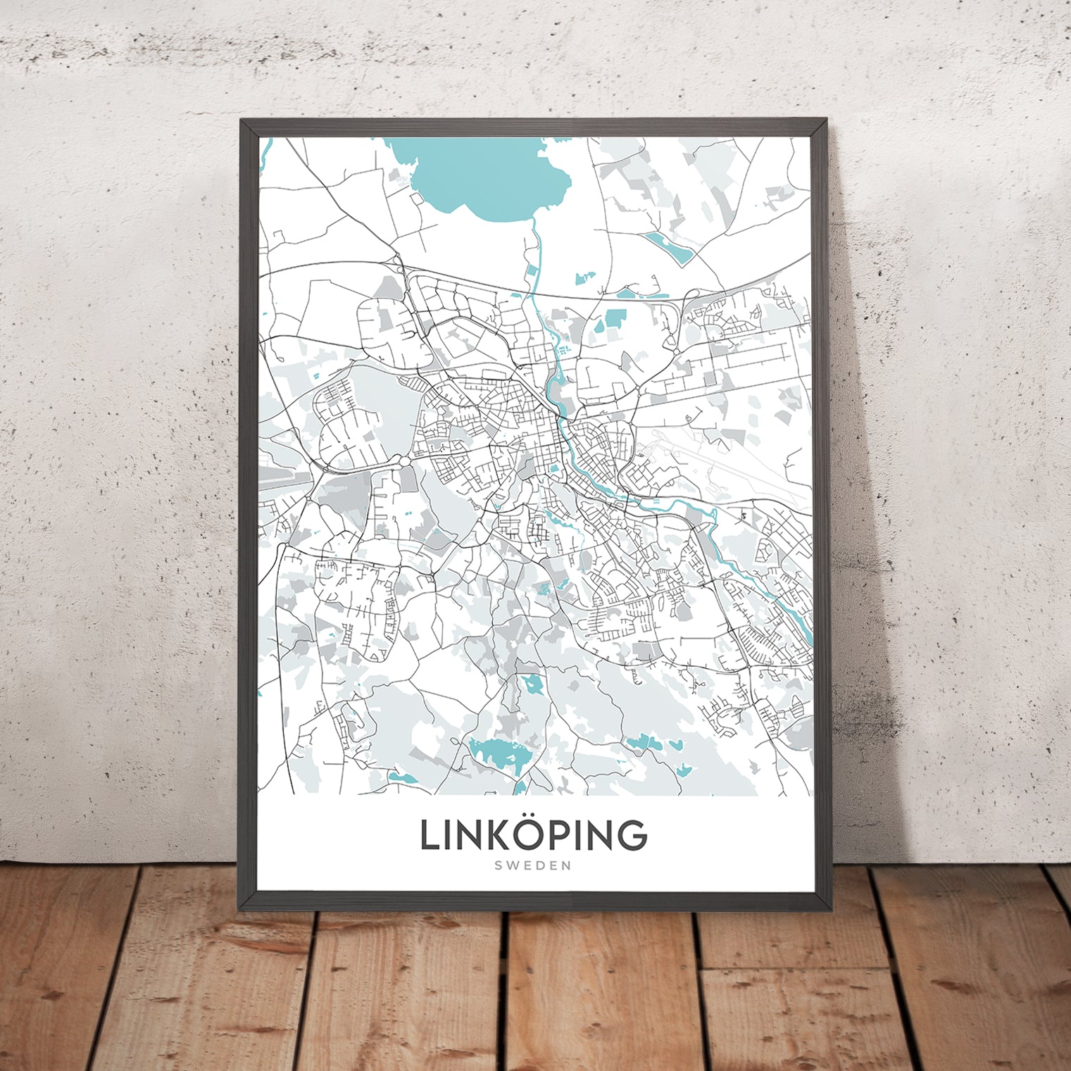 Modern City Map of Linköping, Sweden: Cathedral, Castle, University, E ...