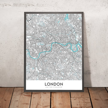 Modern City Map of London, UK: Westminster, Buckingham Palace, Tower of London, River Thames, St. Paul&