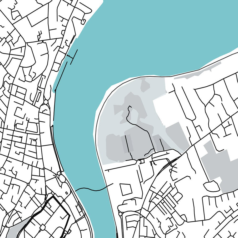 Mapa moderno de la ciudad de Londonderry, Irlanda: Bogside, Brandywell, Craigavon Bridge, Foyle Bridge, Guildhall