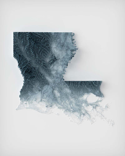 Louisiana Topographic 3D Relief Map