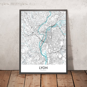 Modern City Map of Lyon, France: Croix-Rousse, Notre-Dame, Parc de la Tête d&
