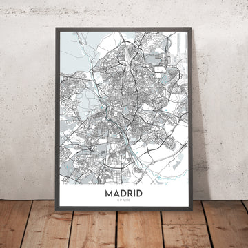 Modern City Map of Madrid, Spain: Royal Palace, Prado, Retiro, Gran Vía, Casa de Campo