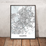 Moderne Stadtkarte von Madrid, Spanien: Königlicher Palast, Prado, Retiro, Gran Vía, Casa de Campo 