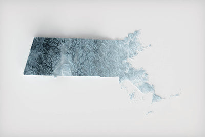 Massachusetts Topographic 3D Relief Map